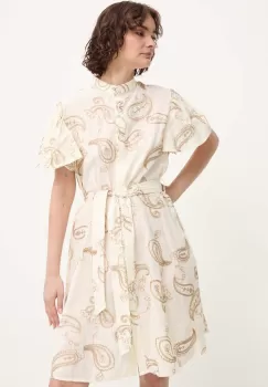 Answear Lab rochie din bumbac culoarea bej, mini, evazati imagine