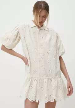 Answear Lab rochie din bumbac culoarea bej, mini, evazati imagine