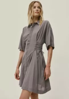 Answear Lab rochie din bumbac culoarea gri, mini, evazati imagine