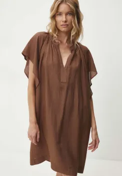 Answear Lab rochie din bumbac culoarea maro, mini, oversize imagine