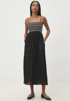 Answear Lab rochie din bumbac culoarea negru, maxi, evazati imagine