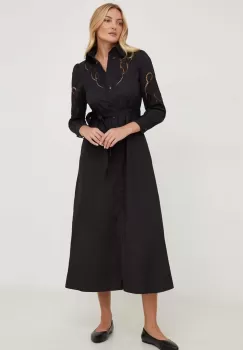 Answear Lab rochie din bumbac culoarea negru, maxi, evazati imagine