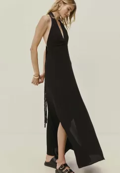 Answear Lab rochie din bumbac culoarea negru, maxi, evazati imagine