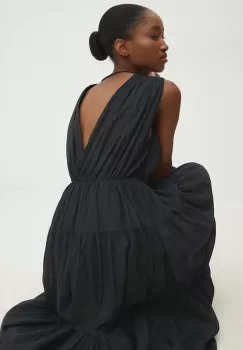 Answear Lab rochie din bumbac culoarea negru, maxi, evazati imagine