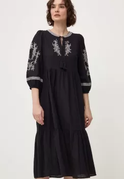 Answear Lab rochie din bumbac culoarea negru, midi, evazati imagine