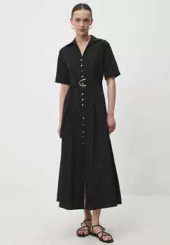 Answear Lab rochie din bumbac culoarea negru, midi, evazati imagine