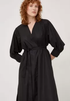 Answear Lab rochie din bumbac culoarea negru, midi, evazati imagine