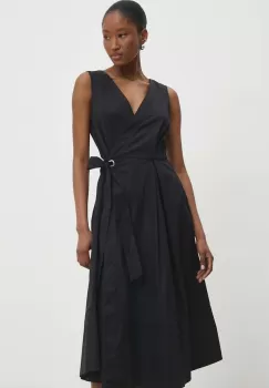 Answear Lab rochie din bumbac culoarea negru, midi, evazati imagine