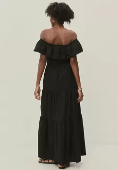 Answear Lab rochie din bumbac culoarea negru, midi, evazati imagine