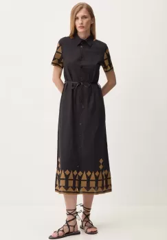 Answear Lab rochie din bumbac culoarea negru, midi, evazati imagine