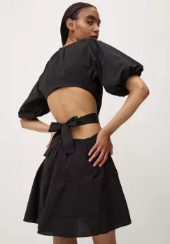 Answear Lab rochie din bumbac culoarea negru, mini, evazati imagine