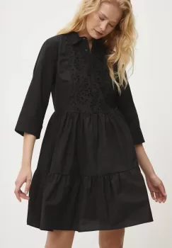 Answear Lab rochie din bumbac culoarea negru, mini, evazati imagine