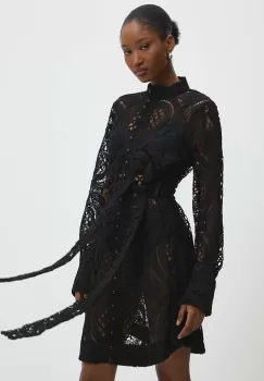 Answear Lab rochie din bumbac culoarea negru, mini, evazati imagine