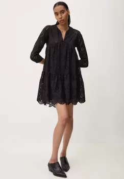 Answear Lab rochie din bumbac culoarea negru, mini, evazati imagine