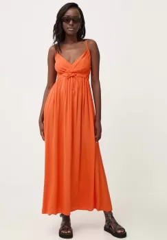 Answear Lab rochie din bumbac culoarea portocaliu, maxi, evazati imagine