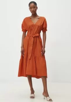 Answear Lab rochie din bumbac culoarea portocaliu, mini, evazati imagine