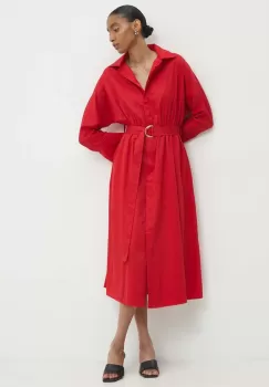 Answear Lab rochie din bumbac culoarea rosu, midi, evazati imagine