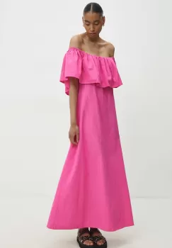 Answear Lab rochie din bumbac culoarea roz, maxi, evazati imagine