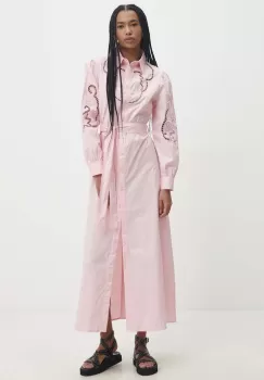 Answear Lab rochie din bumbac culoarea roz, maxi, evazati imagine