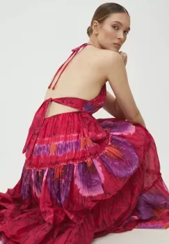 Answear Lab rochie din bumbac culoarea roz, maxi, evazati imagine