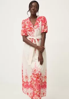 Answear Lab rochie din bumbac culoarea roz, midi, evazati imagine