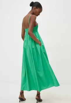 Answear Lab rochie din bumbac culoarea verde, maxi, evazati imagine