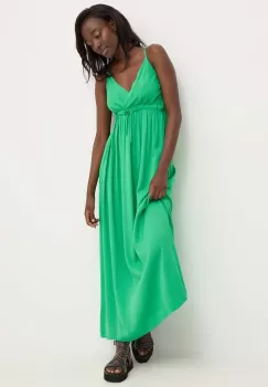Answear Lab rochie din bumbac culoarea verde, maxi, evazati imagine