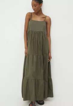 Answear Lab rochie din bumbac culoarea verde, maxi, evazati imagine