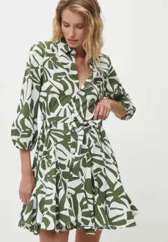 Answear Lab rochie din bumbac culoarea verde, mini, evazati imagine