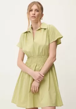 Answear Lab rochie din bumbac culoarea verde, mini, evazati imagine