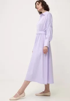 Answear Lab rochie din bumbac culoarea violet, midi, evazati imagine