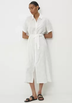 Answear Lab rochie din in culoarea alb, maxi, drept imagine