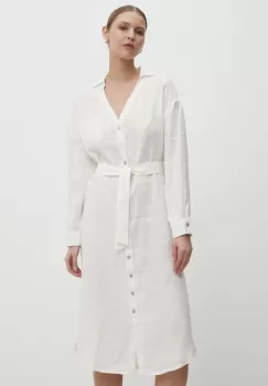 Answear Lab rochie din in culoarea alb, midi, drept imagine