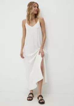 Answear Lab rochie din in culoarea bej, maxi, evazati imagine