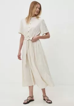 Answear Lab rochie din in culoarea bej, maxi, evazati imagine