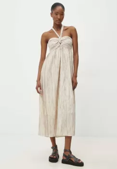 Answear Lab rochie din in culoarea bej, midi, evazati imagine