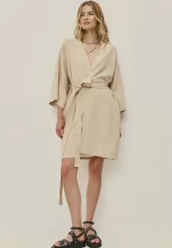 Answear Lab rochie din in culoarea bej, mini, drept imagine