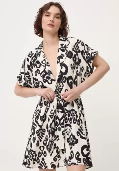 Answear Lab rochie din in culoarea bej, mini, evazati imagine