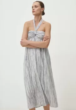 Answear Lab rochie din in culoarea gri, midi, evazati imagine