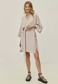 Answear Lab rochie din in culoarea gri, mini, drept imagine