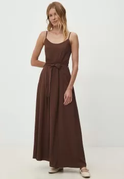 Answear Lab rochie din in culoarea maro, maxi, evazati imagine