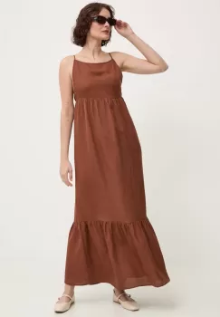 Answear Lab rochie din in culoarea maro, maxi, evazati imagine