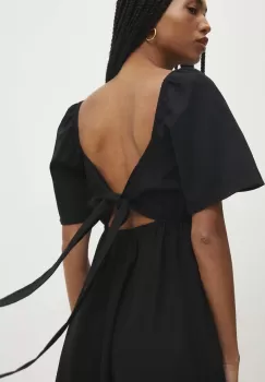 Answear Lab rochie din in culoarea negru, midi, evazati imagine