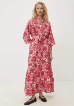 Answear Lab rochie din in culoarea rosu, maxi, evazati imagine