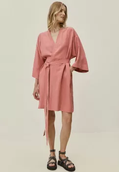 Answear Lab rochie din in culoarea roz, mini, drept imagine