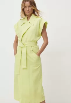Answear Lab rochie din in culoarea verde, midi, oversize imagine