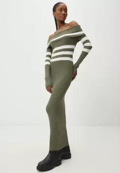 Answear Lab rochie din lana culoarea verde, maxi, mulata imagine