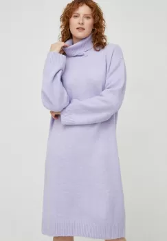 Answear Lab rochie din lana culoarea violet, mini, oversize imagine
