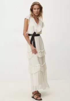 Answear Lab rochie din matase culoarea alb, maxi, evazati imagine