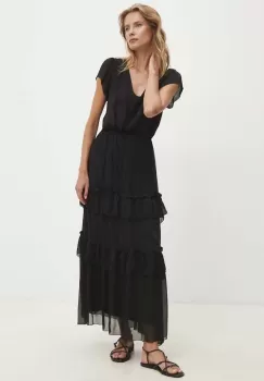 Answear Lab rochie din matase culoarea negru, maxi, evazati imagine
